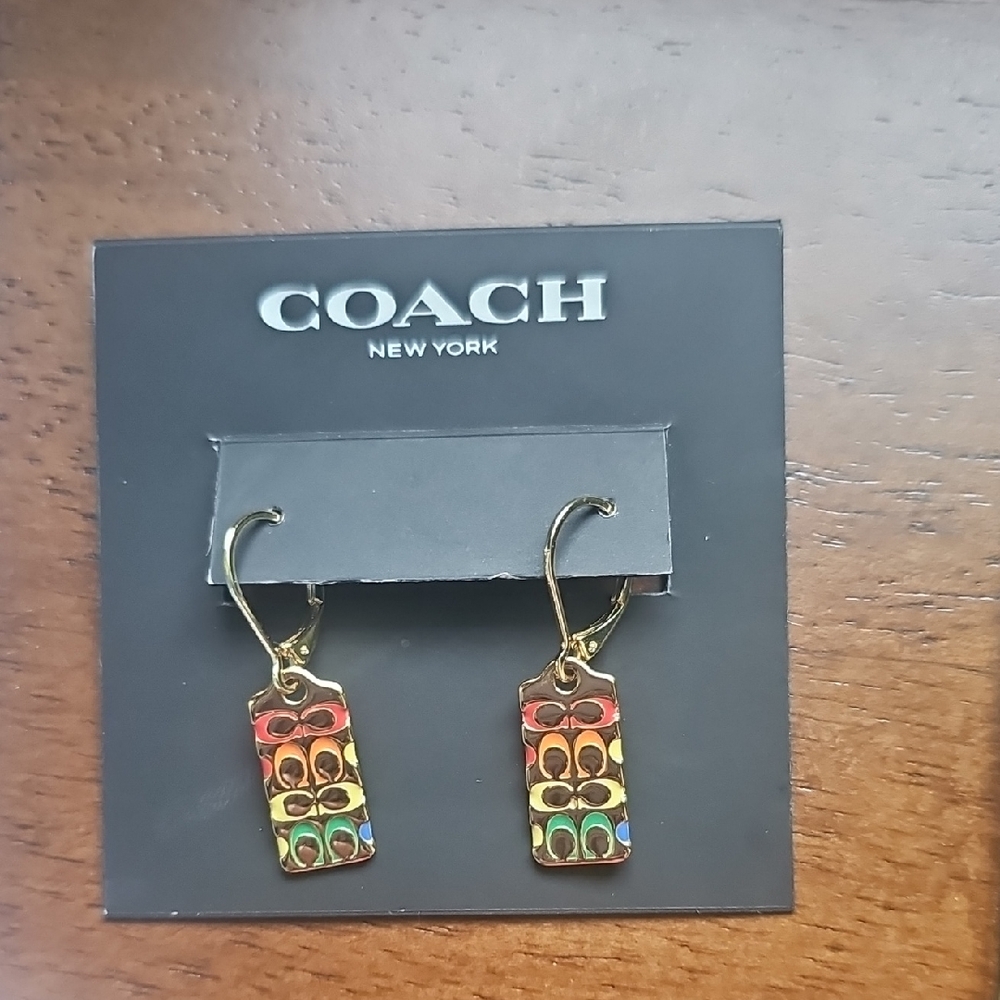Coach Vibrant Gold Multicolor Earrings